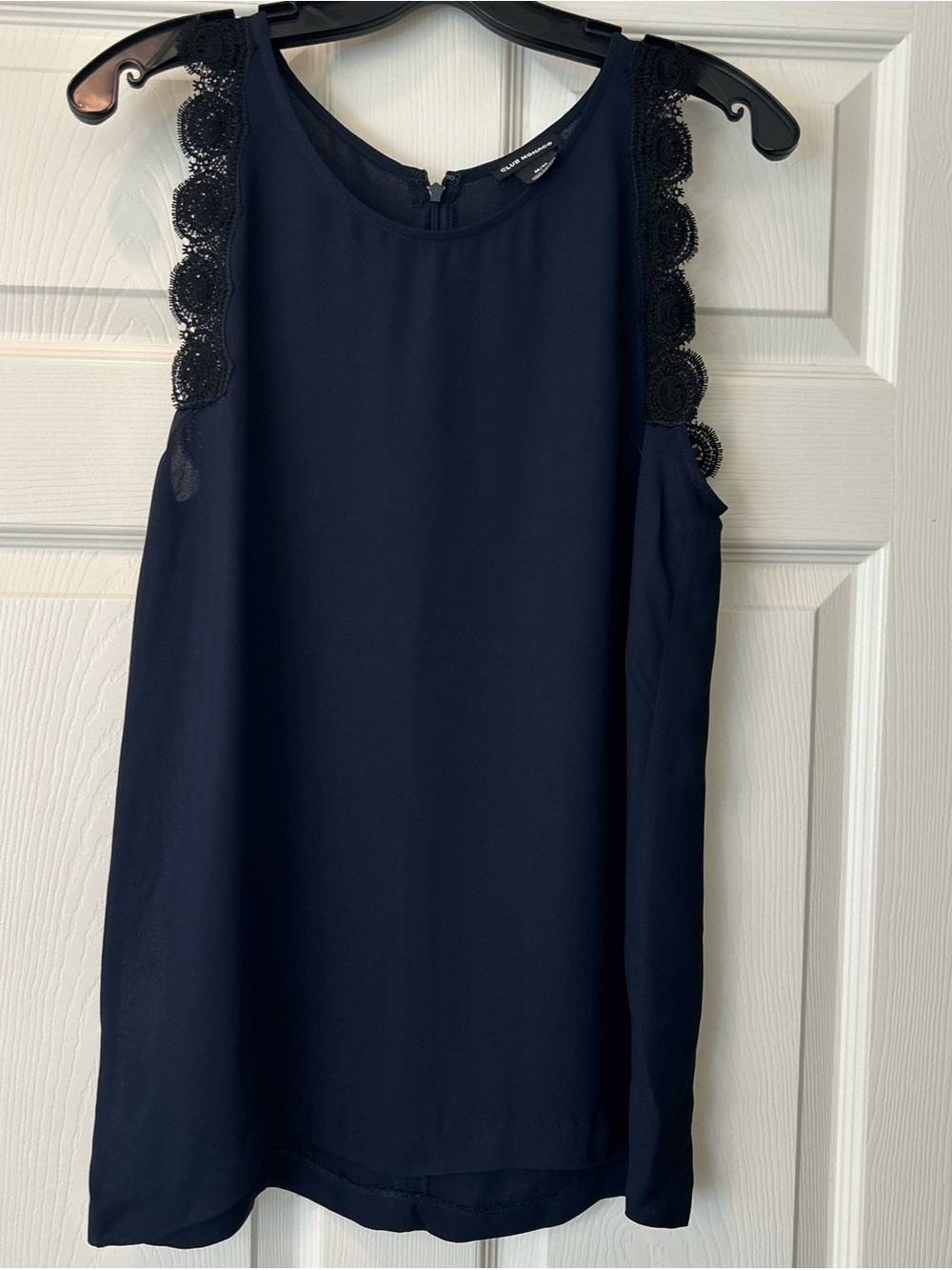 Club Monaco Navy Sleeveless Camisole with Lace-Trim Straps